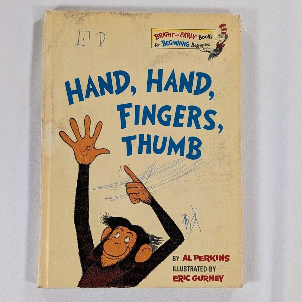 VINTAGE 1969 DR. SEUSS HAND ,HAND FINGERS ,THUMB BRIGHT & EARLY BOOK AL PERKINS